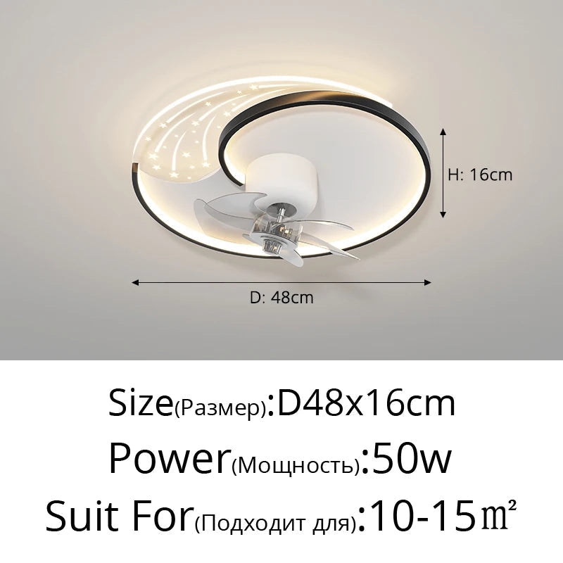 plafonnier moderne avec ventilateur et éclairage intelligent mobile