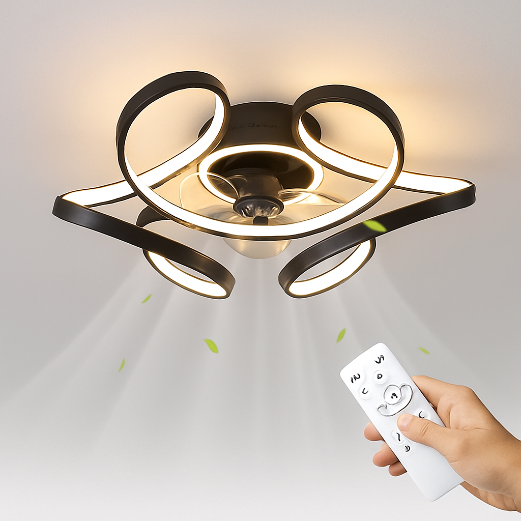 plafonnier moderne avec ventilateur silencieux et éclairage intégré