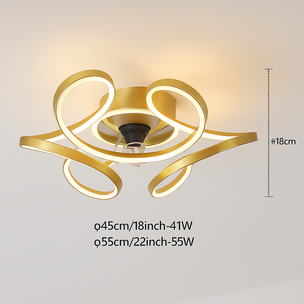 plafonnier moderne avec ventilateur silencieux et éclairage intégré
