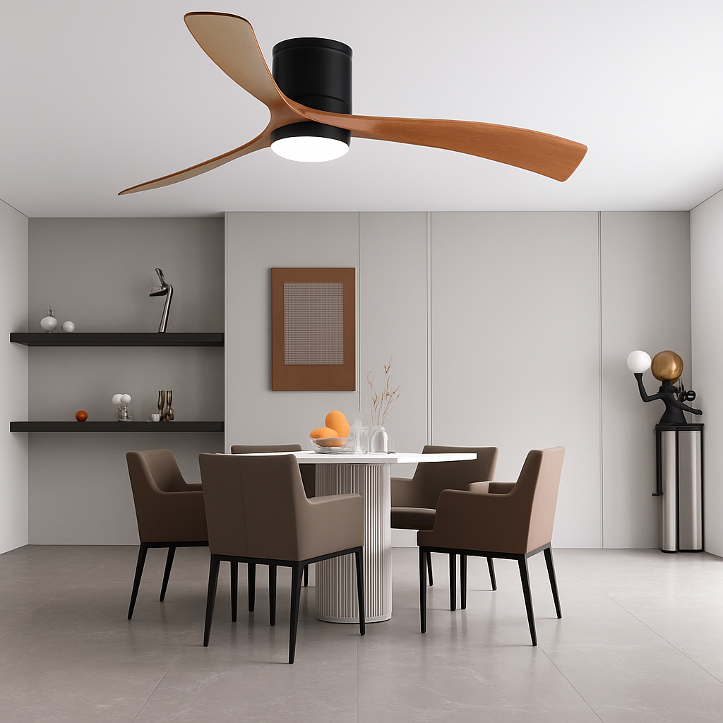 plafonnier moderne avec ventilateur télécommandé et lumière intégrée