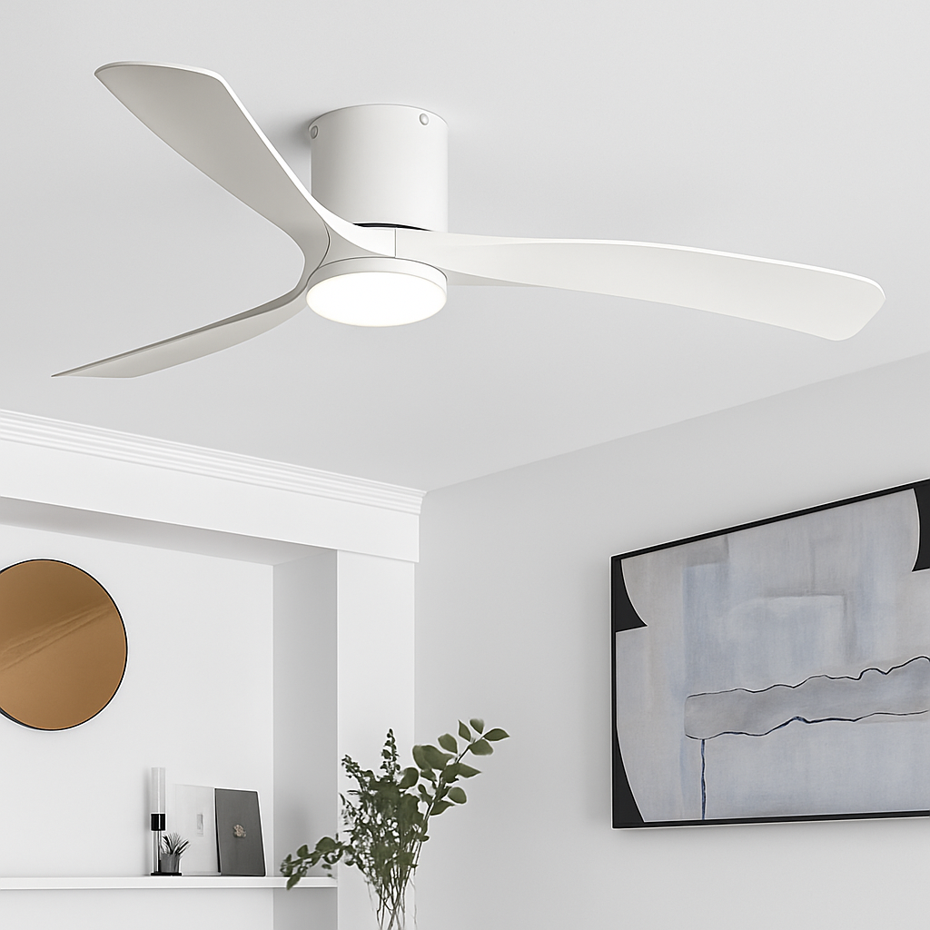 plafonnier moderne avec ventilateur télécommandé et lumière intégrée