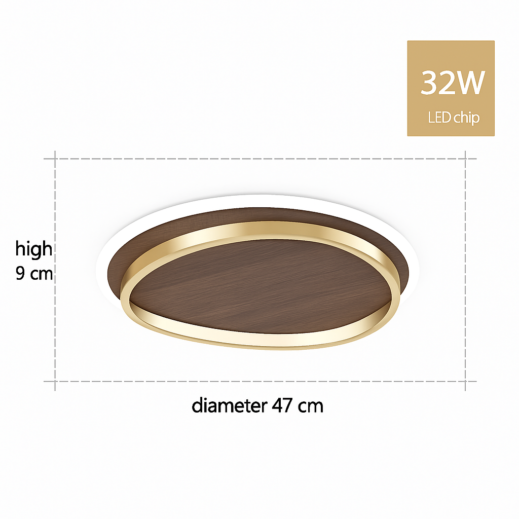 Plafonnier moderne couleur noyer led intérieur maison décor