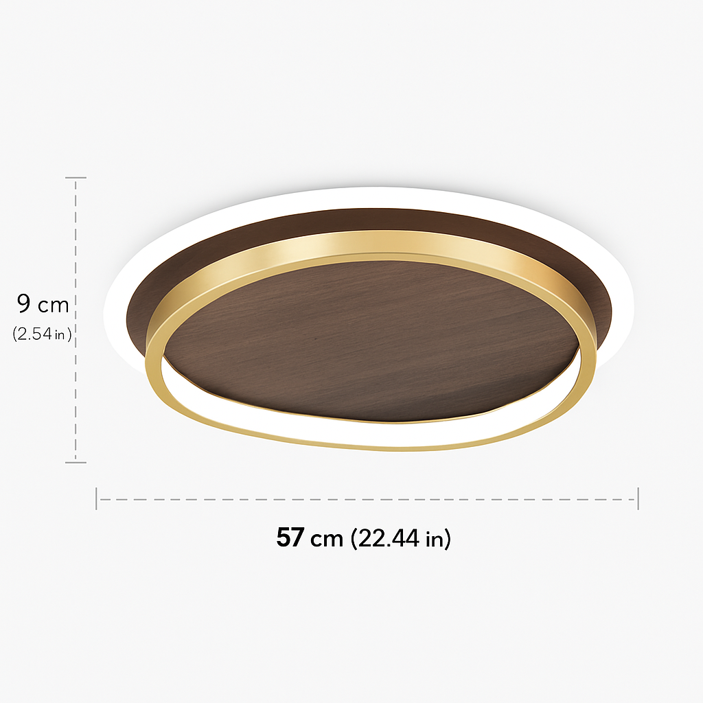 Plafonnier moderne couleur noyer led intérieur maison décor