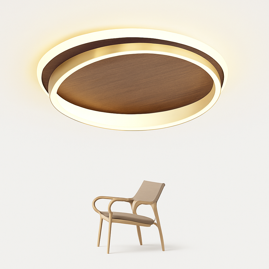 Plafonnier moderne couleur noyer led intérieur maison décor