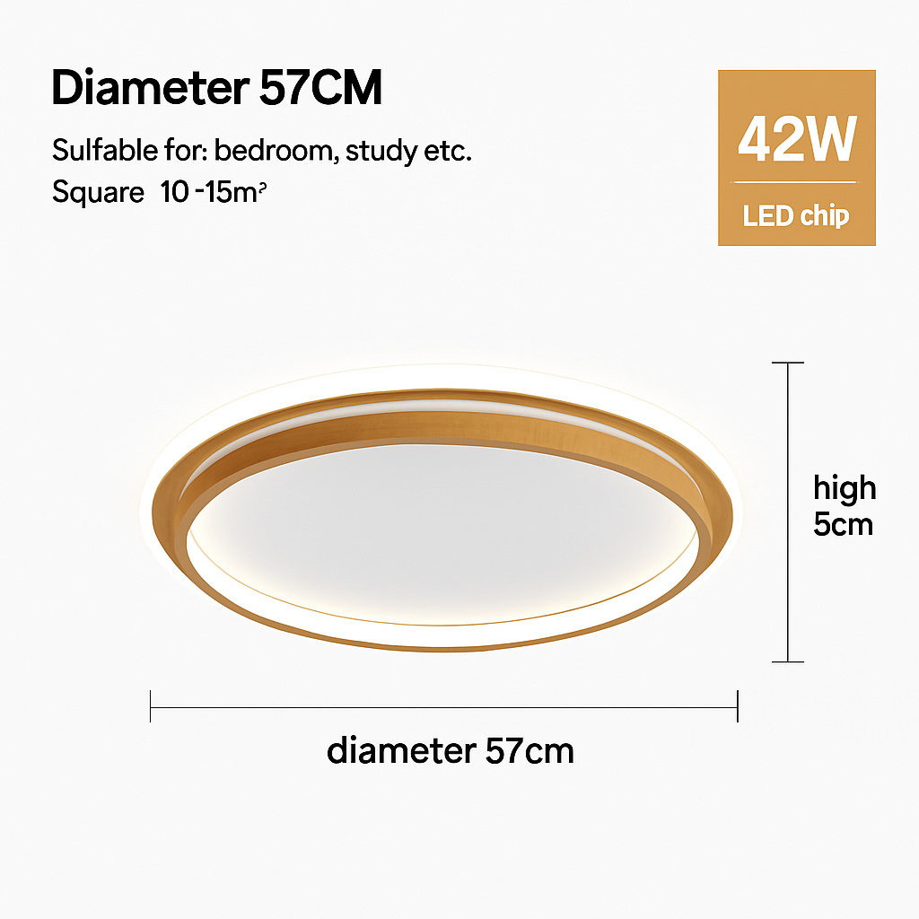 Plafonnier moderne couleur noyer led intérieur maison décor