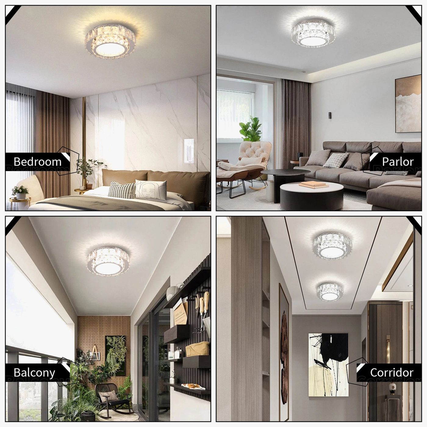 plafonnier moderne de luxe en cristal avec éclairage led intérieur
