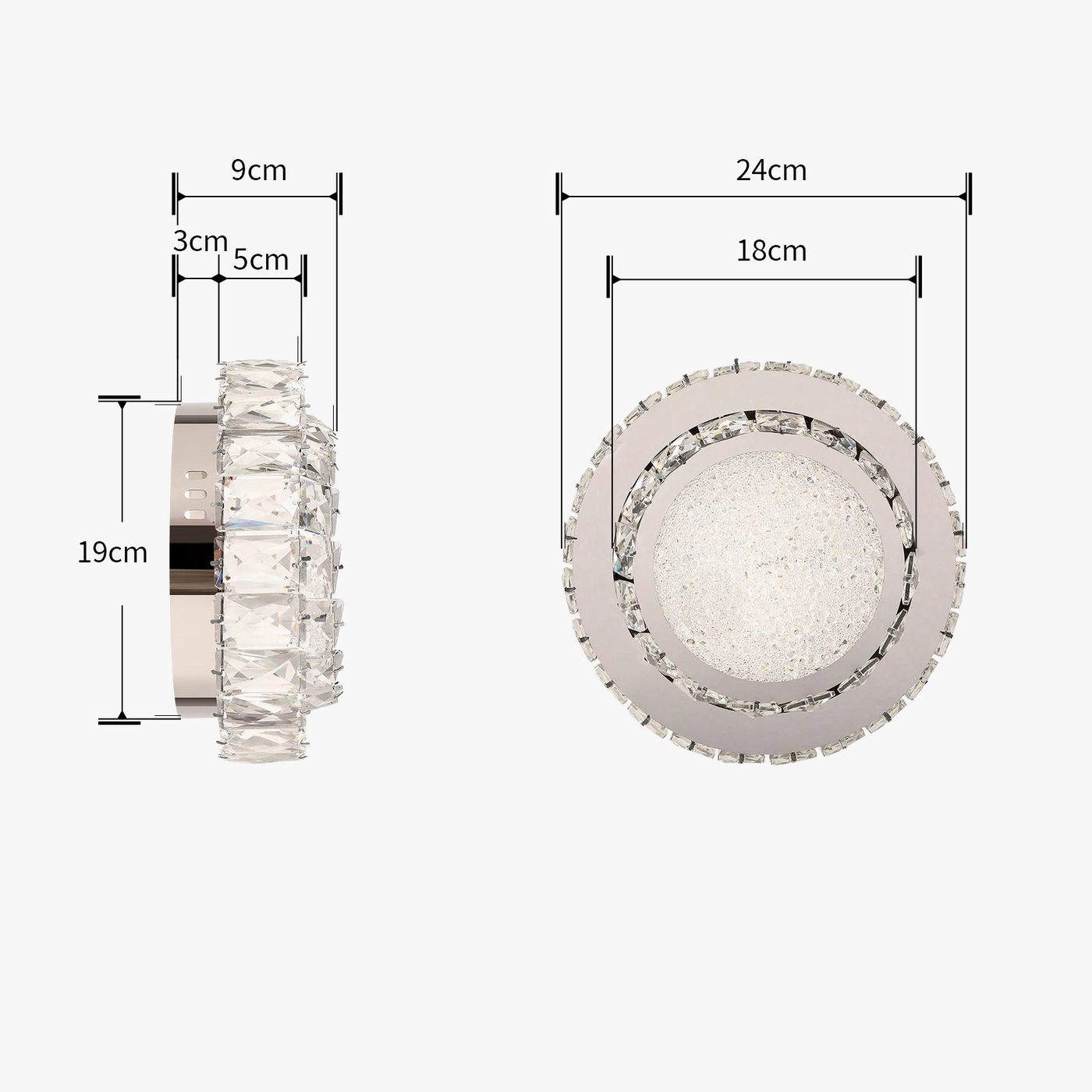 plafonnier moderne de luxe en cristal avec éclairage led intérieur