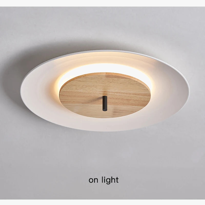 plafonnier moderne en bois avec éclairage led et télécommande