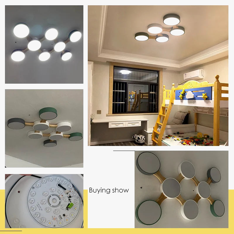 plafonnier moderne en bois avec éclairage led intérieur