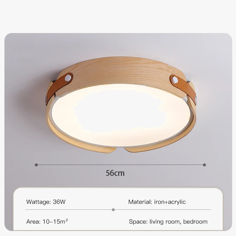 plafonnier moderne en bois avec télécommande pour décoration intérieure