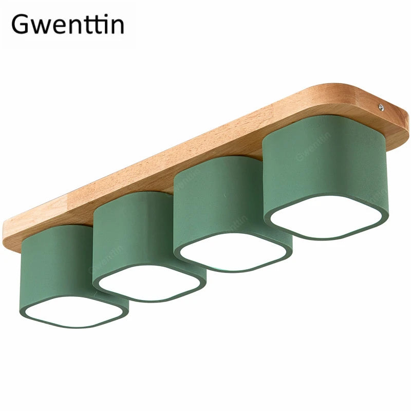plafonnier moderne en bois et fer design nordique pour intérieur décoratif