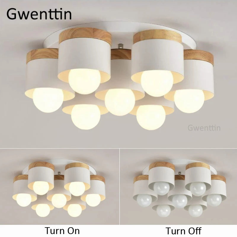 plafonnier moderne en bois et fer pour décoration intérieure