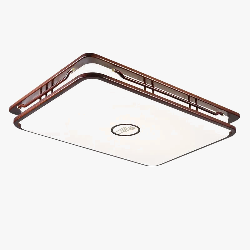 plafonnier moderne en bois massif style chinois avec lampe LED