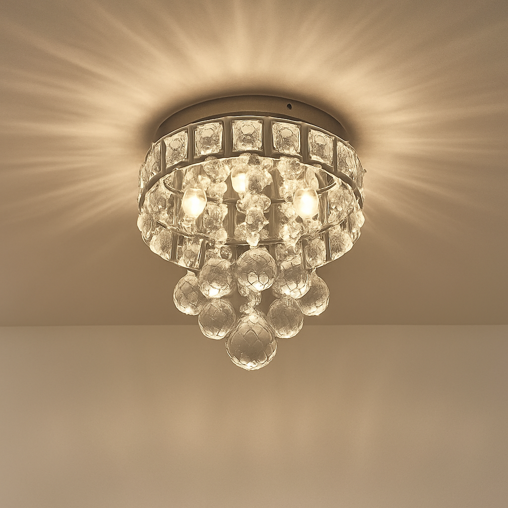 Plafonnier moderne en cristal led suspendu intérieur chrome