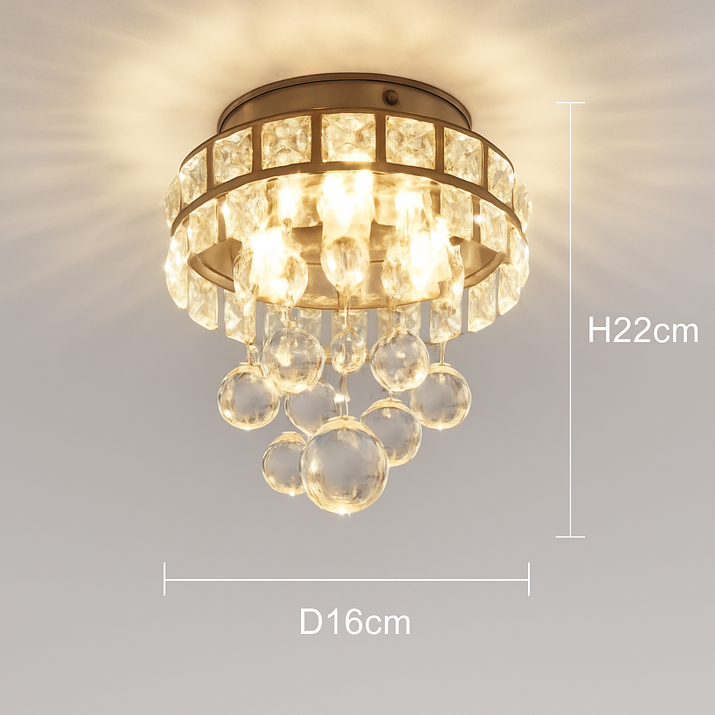 Plafonnier moderne en cristal led suspendu intérieur chrome
