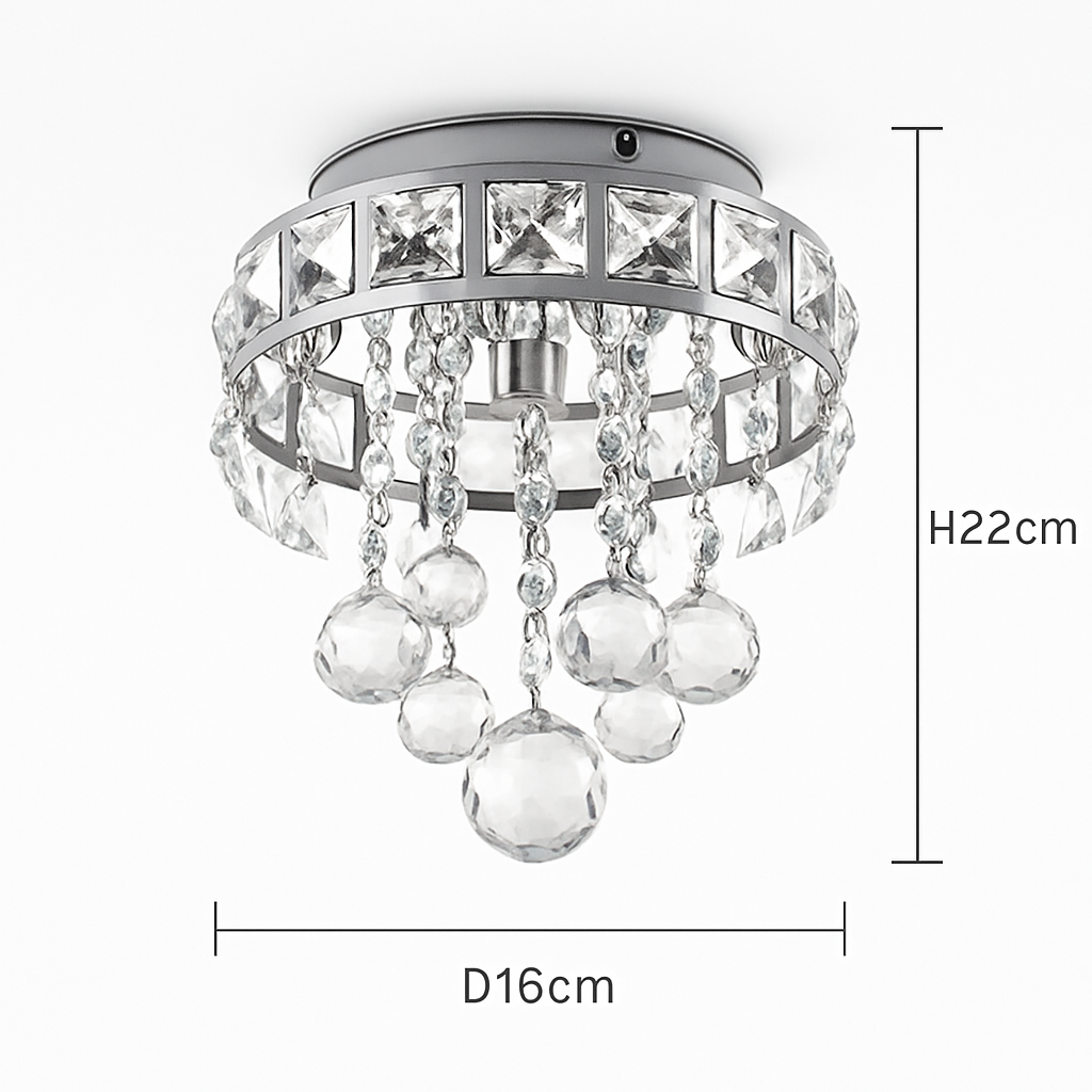 Plafonnier moderne en cristal led suspendu intérieur chrome