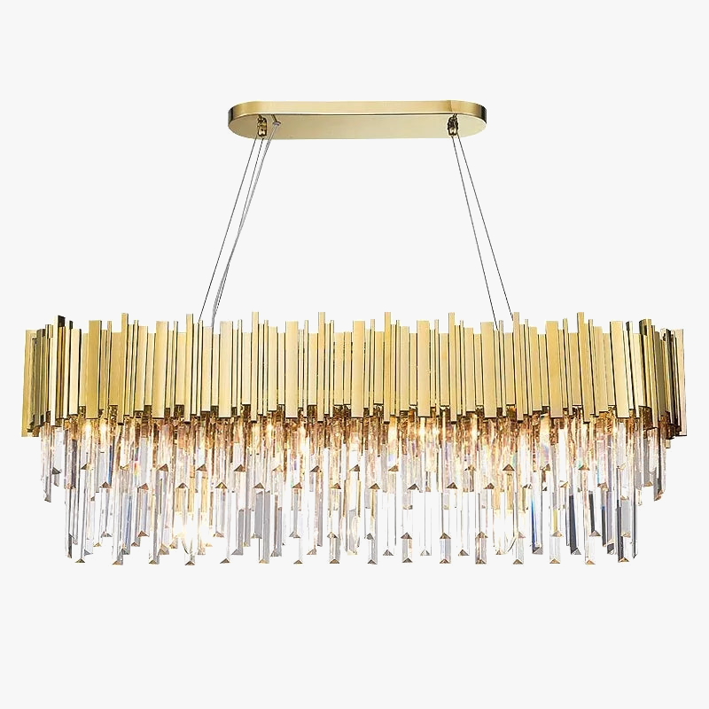 plafonnier moderne en cristal ovale à plusieurs couches