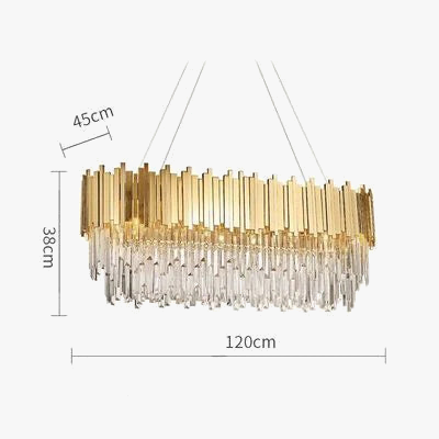 plafonnier moderne en cristal ovale à plusieurs couches