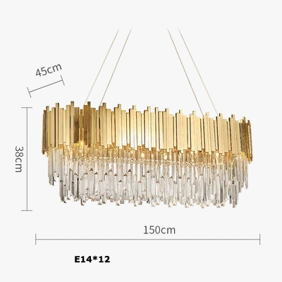 plafonnier moderne en cristal ovale à plusieurs couches
