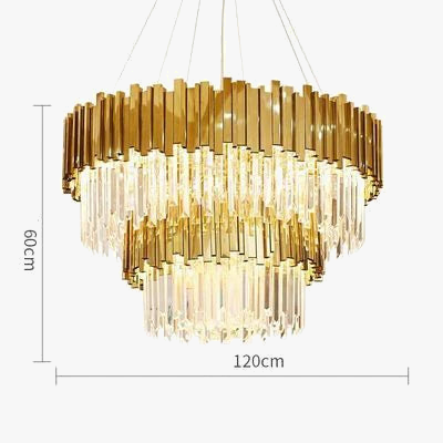 plafonnier moderne en cristal ovale à plusieurs couches