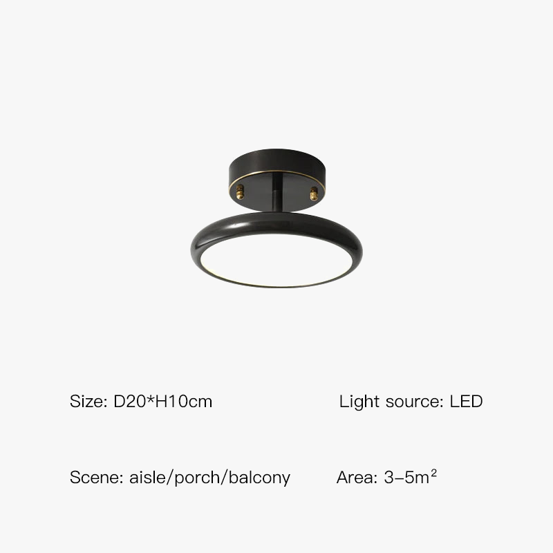 plafonnier moderne en cuivre noir design rond pour intérieur