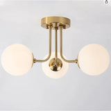 Plafonnier moderne en fer forgé chambre salon lampe de porche avec abat-jour sphérique en verre blanc plafonnier semi-encastré