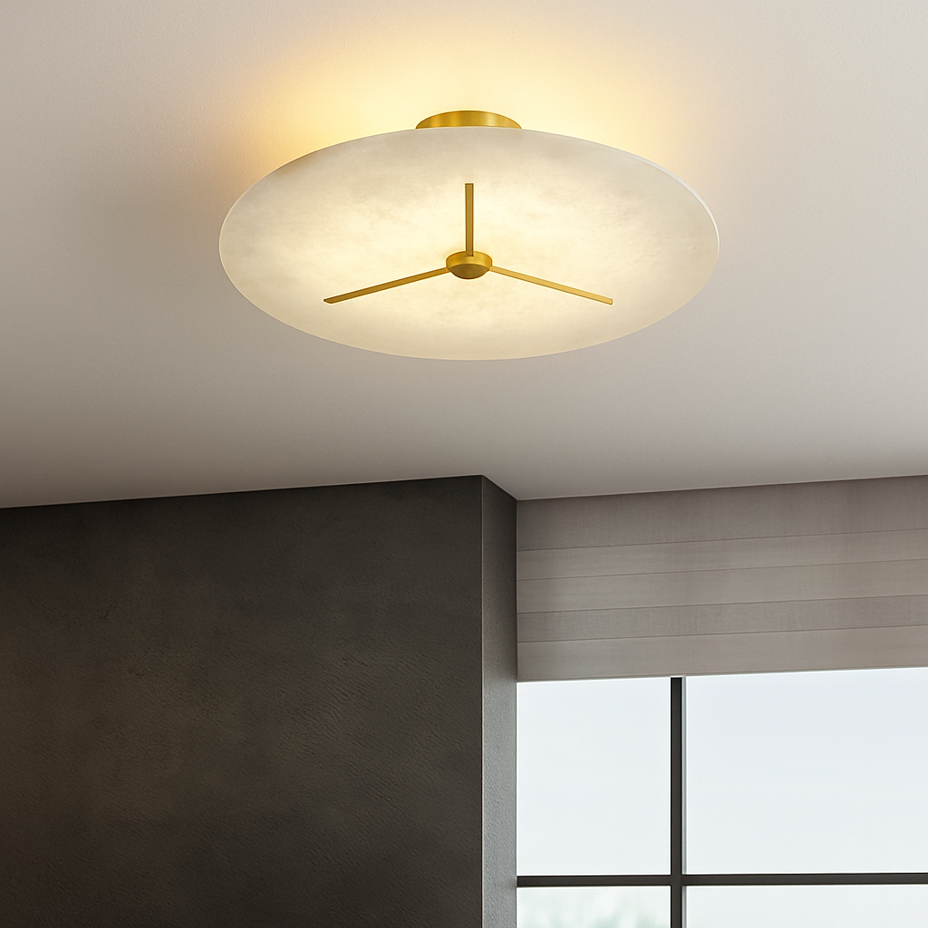 plafonnier moderne en marbre et cuivre pour intérieur élégant