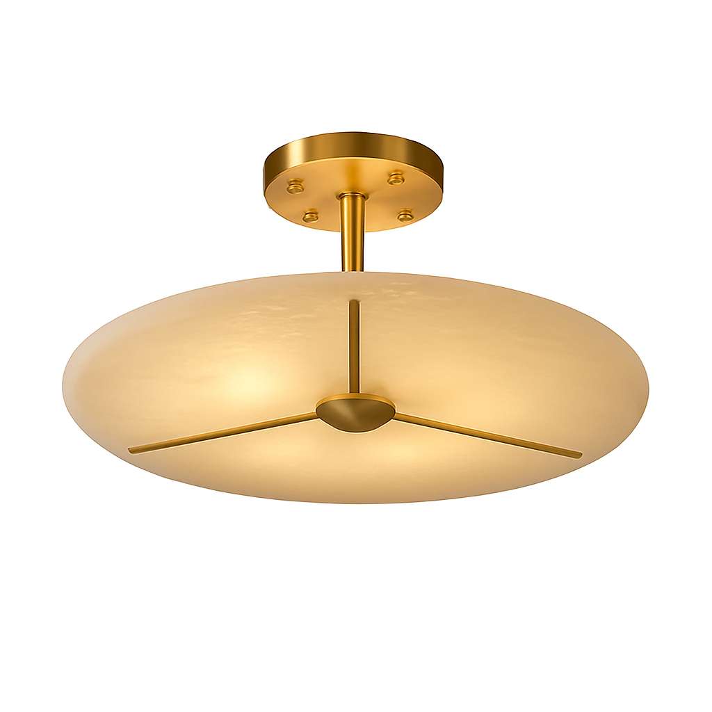 plafonnier moderne en marbre et cuivre pour intérieur élégant