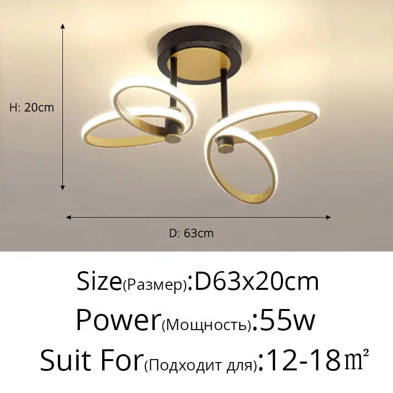 plafonnier moderne en pétale d'or pour intérieur décoratif