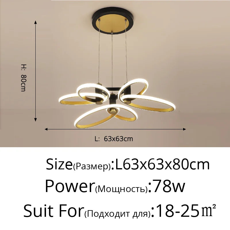 plafonnier moderne en pétale d'or pour intérieur décoratif