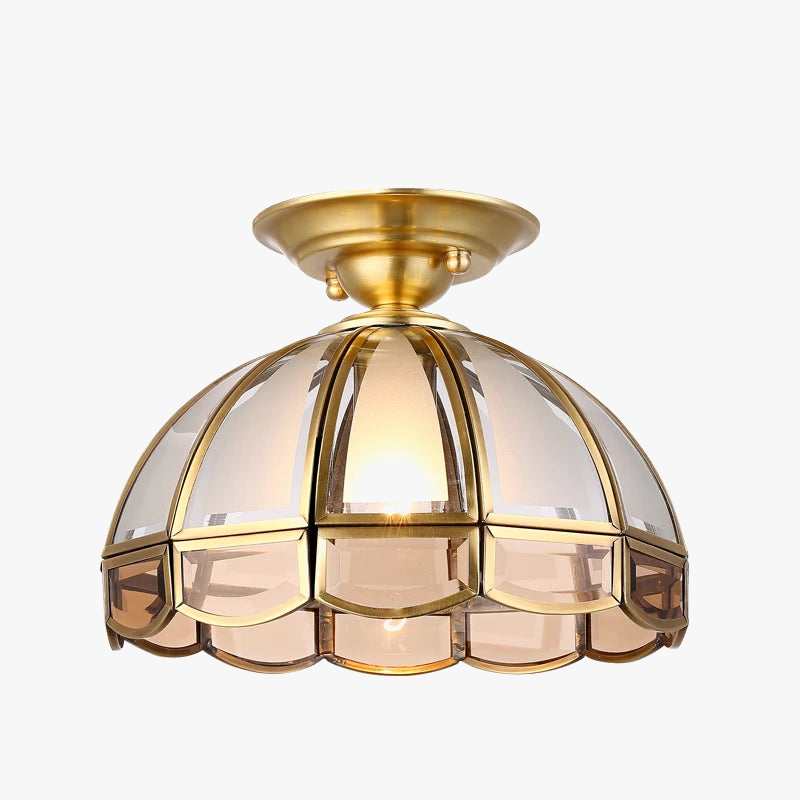 plafonnier moderne en verre rétro avec abat-jour en cuivre vintage