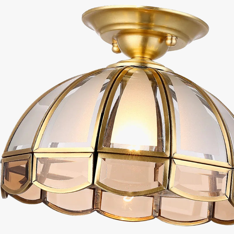 plafonnier moderne en verre rétro avec abat-jour en cuivre vintage