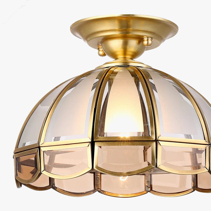 plafonnier moderne en verre rétro avec abat-jour en cuivre vintage