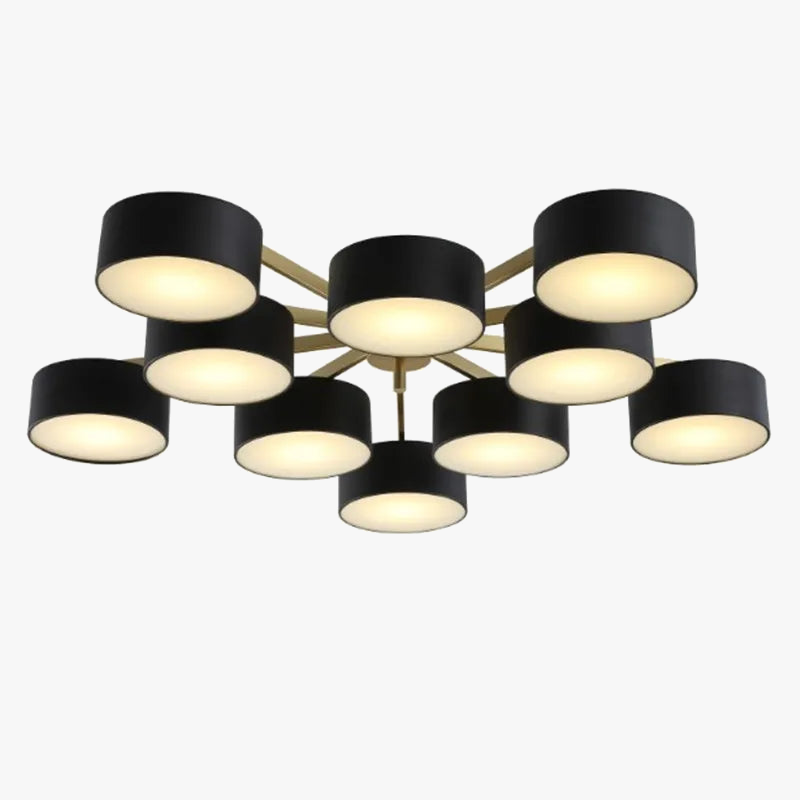 plafonnier moderne led 5 ou 10 têtes design rond acrylique métal