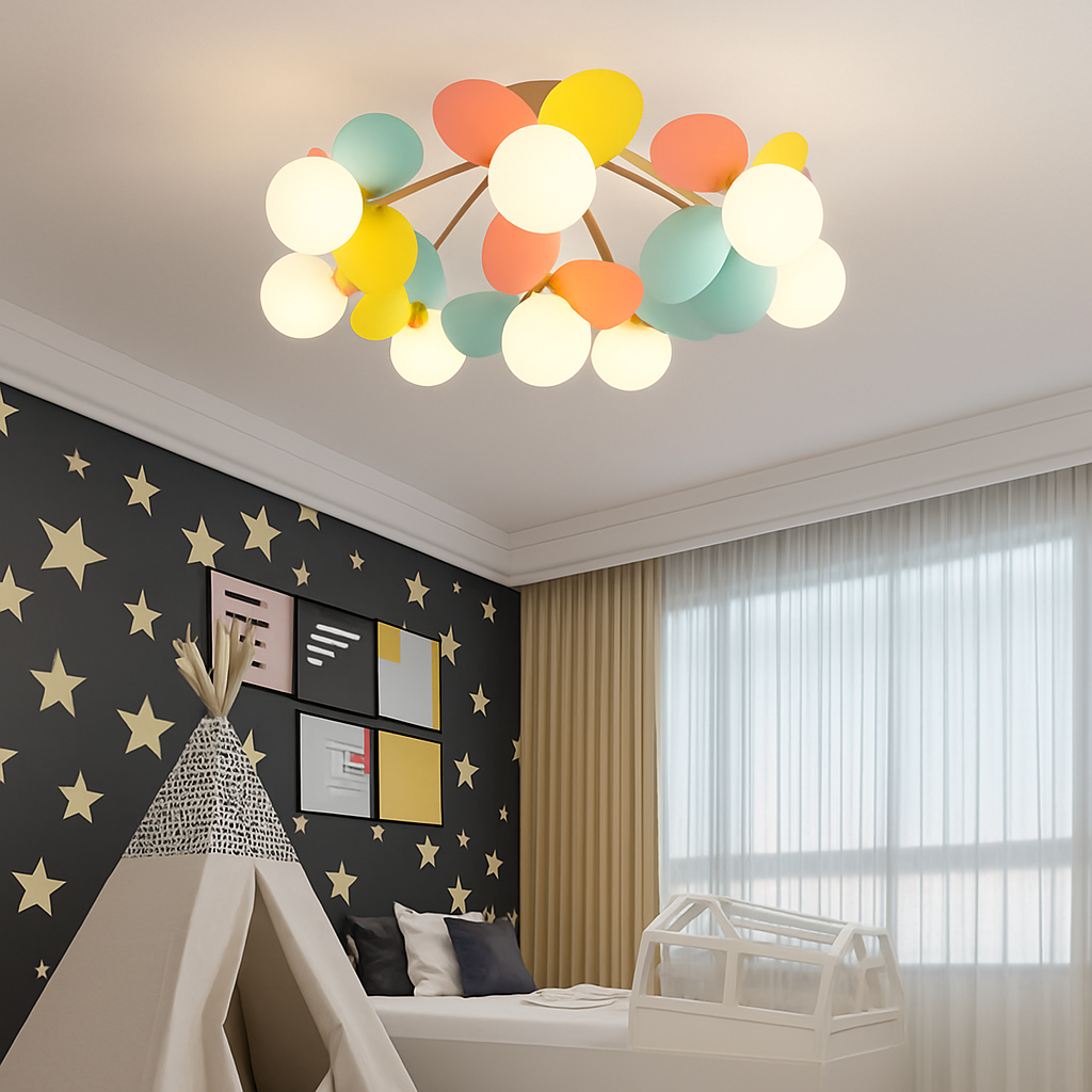 Plafonnier moderne LED coloré pour chambre d'enfant Estel