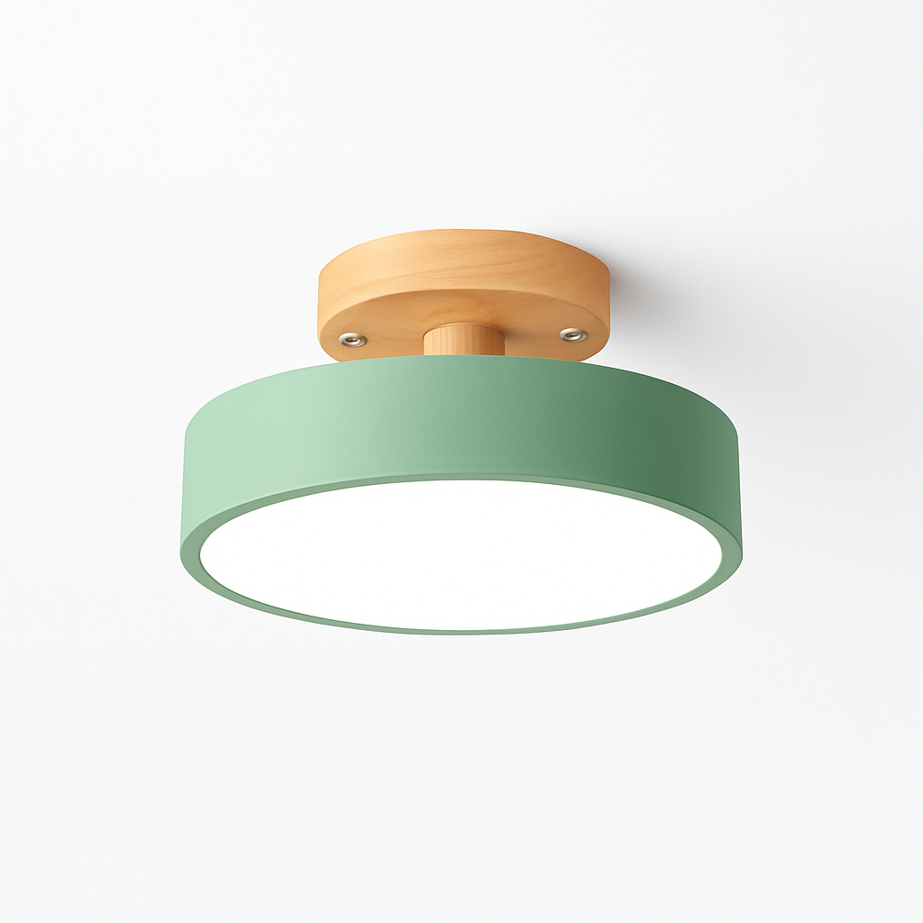 Plafonnier moderne LED en bois et métal coloré Celio