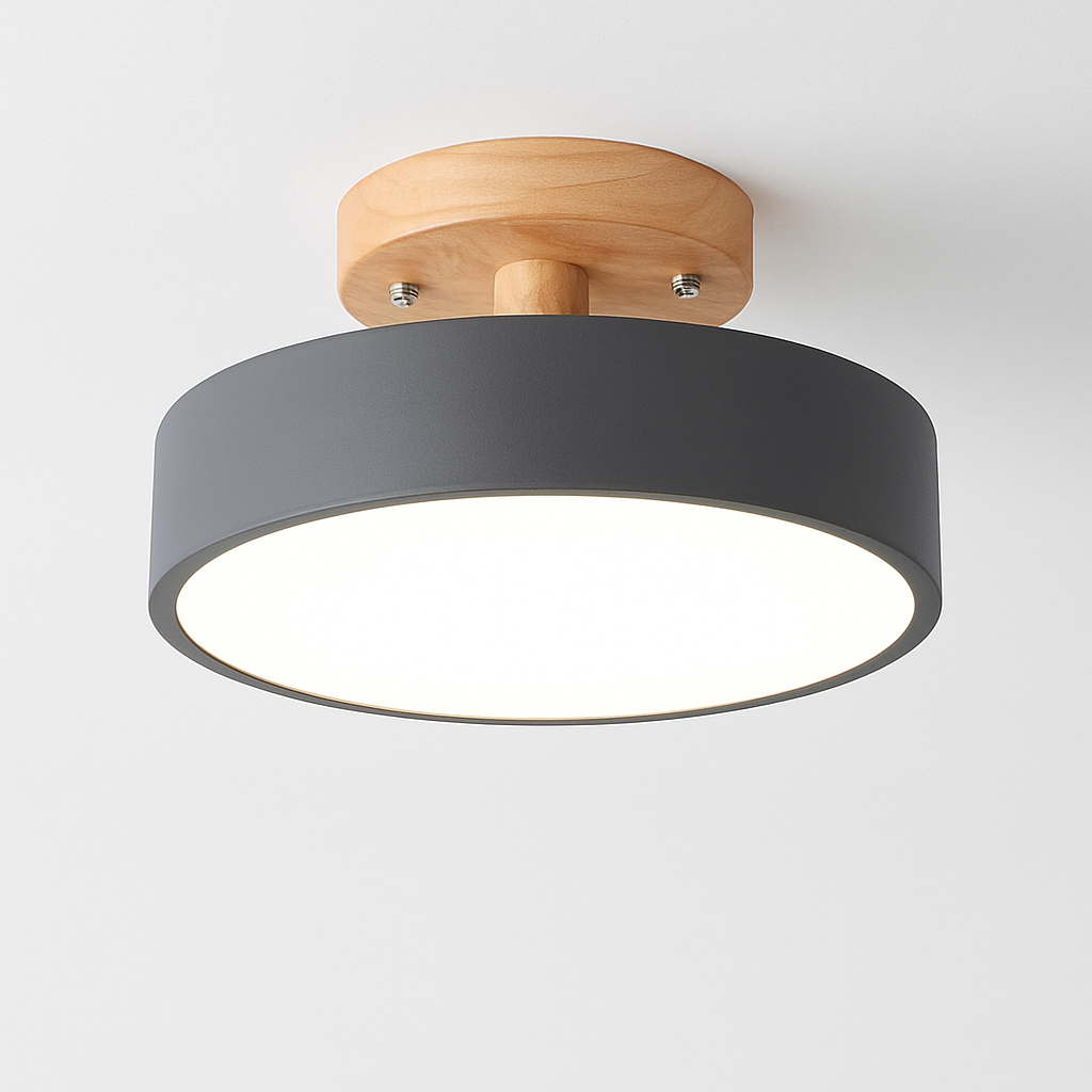 Plafonnier moderne LED en bois et métal coloré Celio