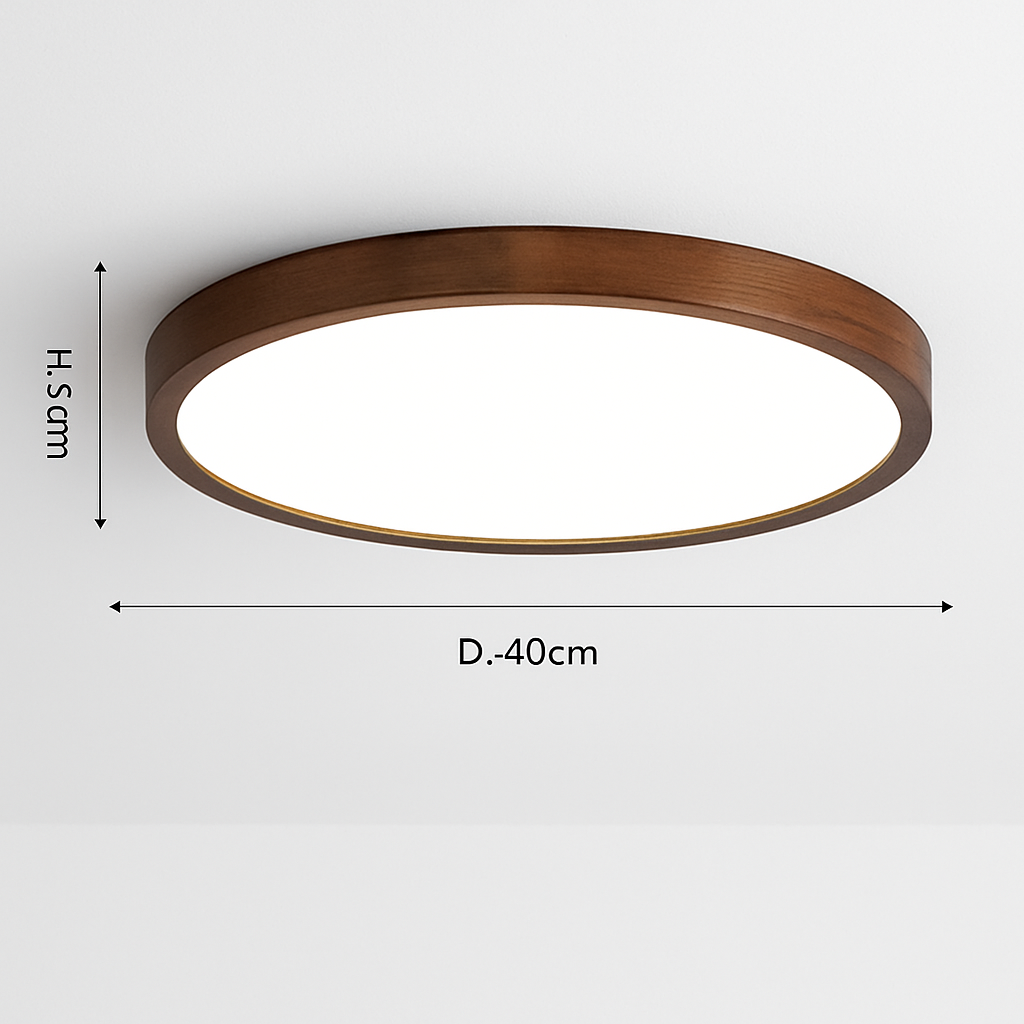 Plafonnier moderne LED en forme géométrique en bois Evelyn