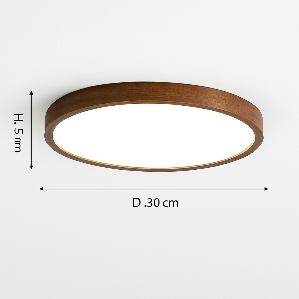 Plafonnier moderne LED en forme géométrique en bois Evelyn
