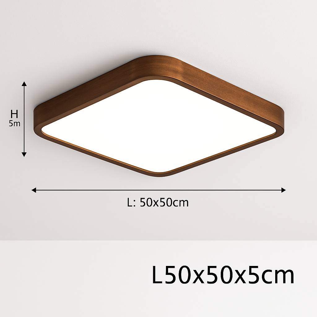 Plafonnier moderne LED en forme géométrique en bois Evelyn