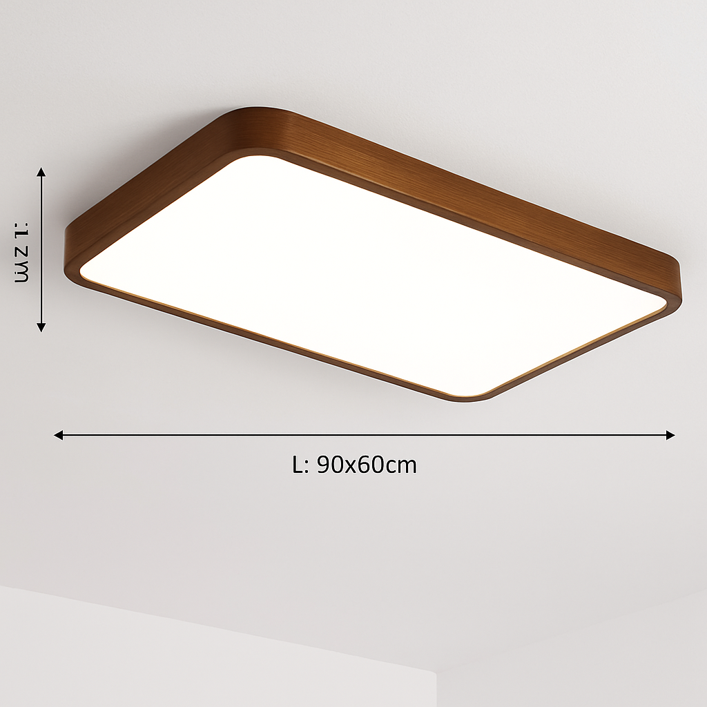 Plafonnier moderne LED en forme géométrique en bois Evelyn
