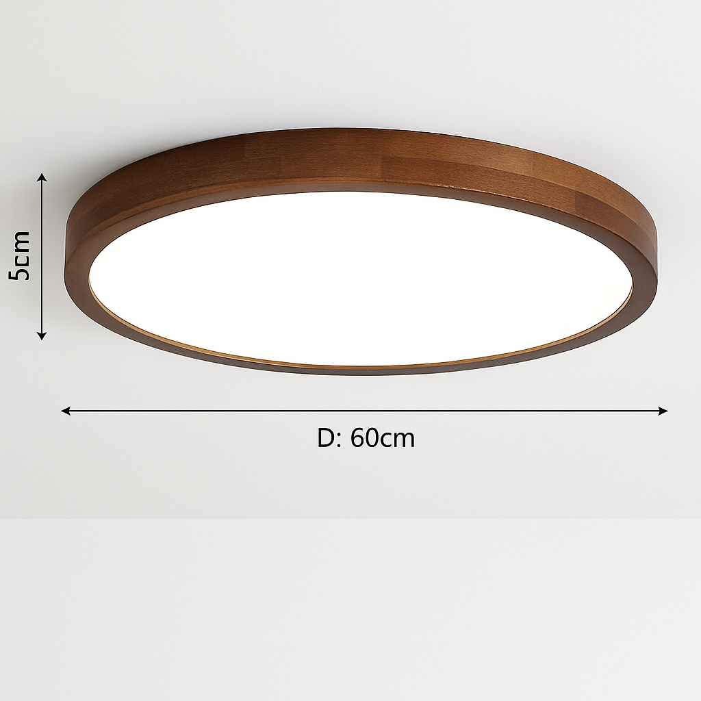 Plafonnier moderne LED en forme géométrique en bois Evelyn
