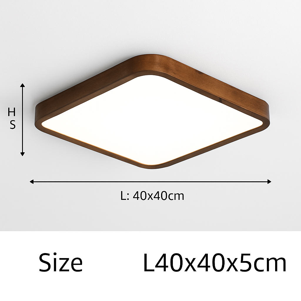 Plafonnier moderne LED en forme géométrique en bois Evelyn