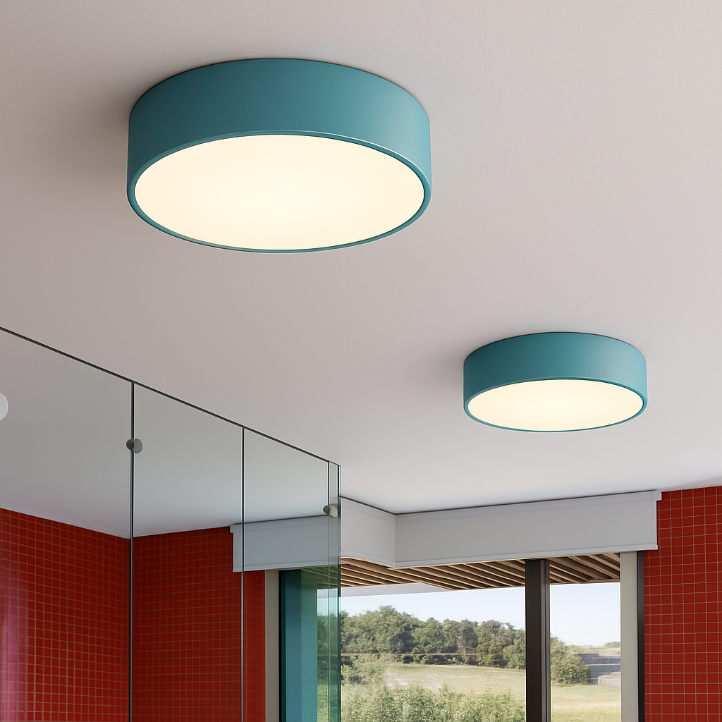 Plafonnier moderne LED forme circulaire en métal coloré Beryl