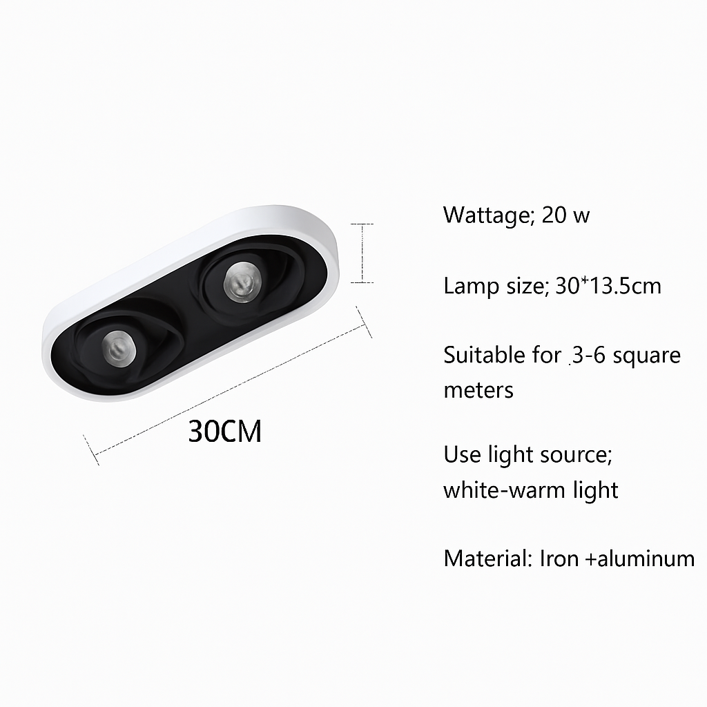 Plafonnier moderne LED ovale avec angle rotatif Charly