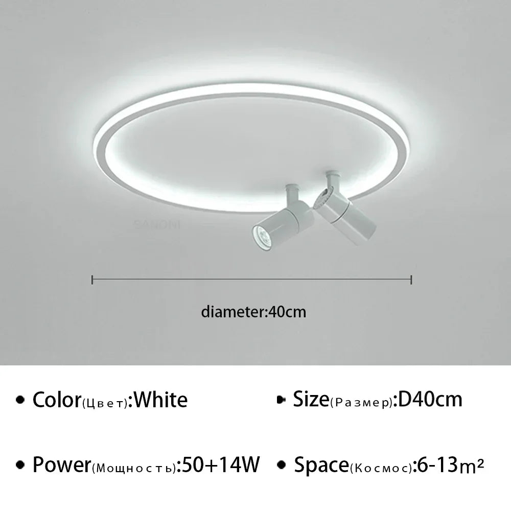 plafonnier moderne à leds avec projecteur lustre luminaire