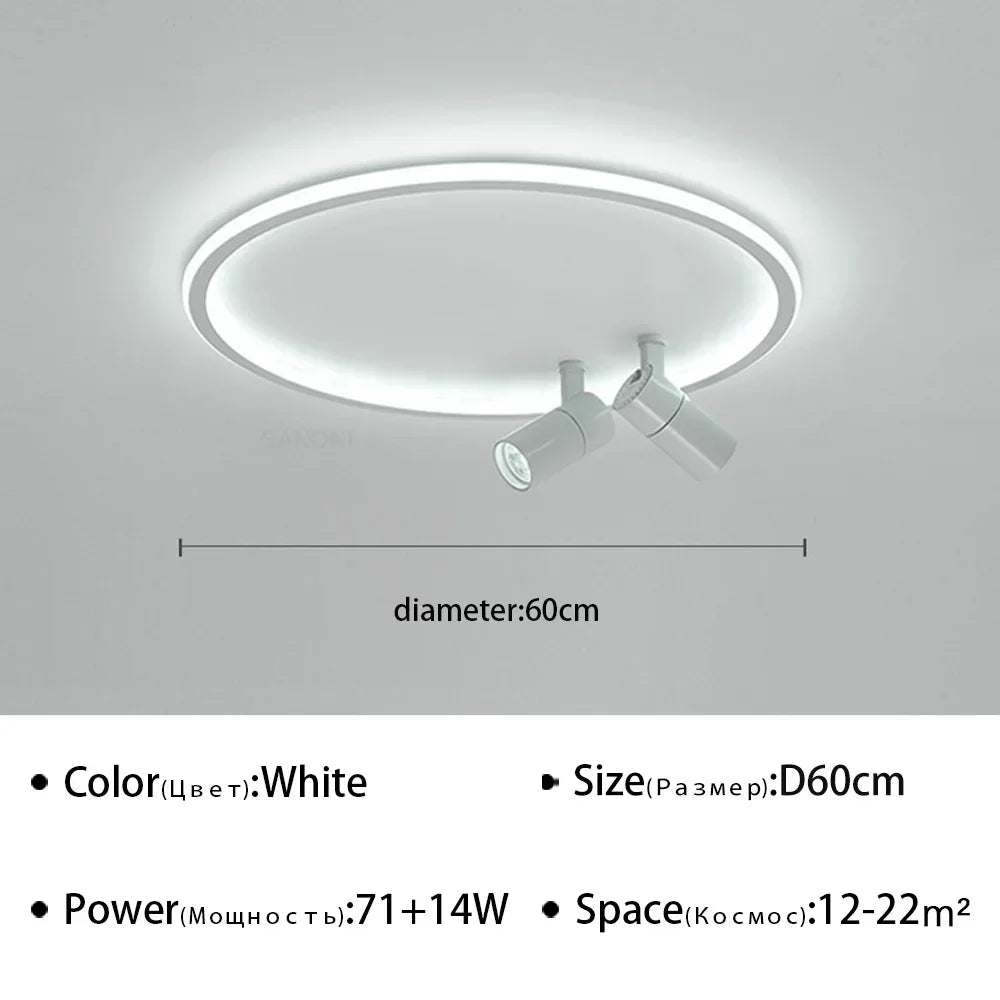 plafonnier moderne à leds avec projecteur lustre luminaire