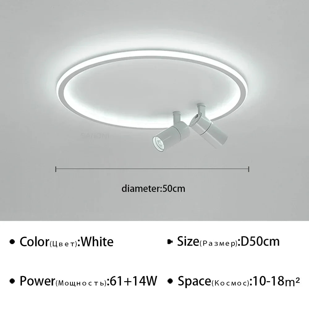 plafonnier moderne à leds avec projecteur lustre luminaire