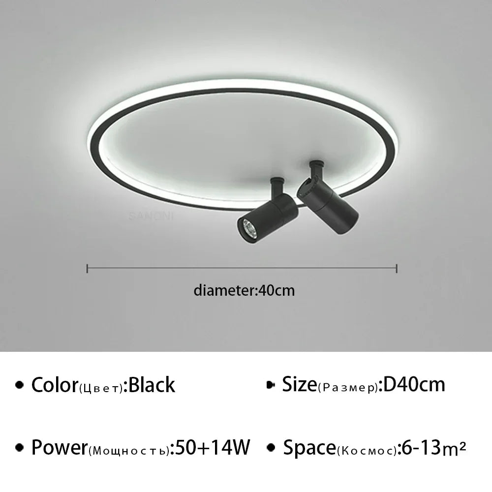 plafonnier moderne à leds avec projecteur lustre luminaire