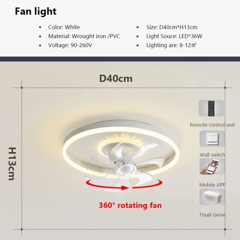 plafonnier moderne à leds avec ventilateur et télécommande